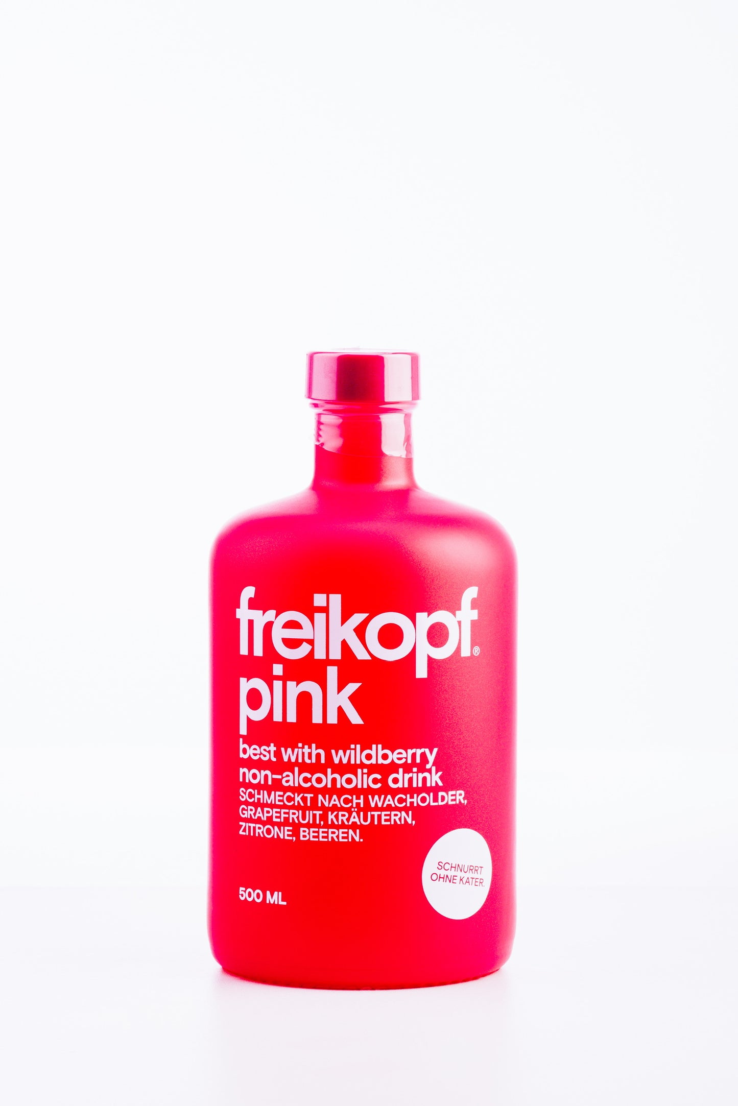 freikopf pink alkoholfreier Drink – pinke 500 ml Flasche mit Wacholder, Grapefruit, Kräutern, Zitrone und Beeren, ideal zum Mixen mit Wildberry oder Tonic