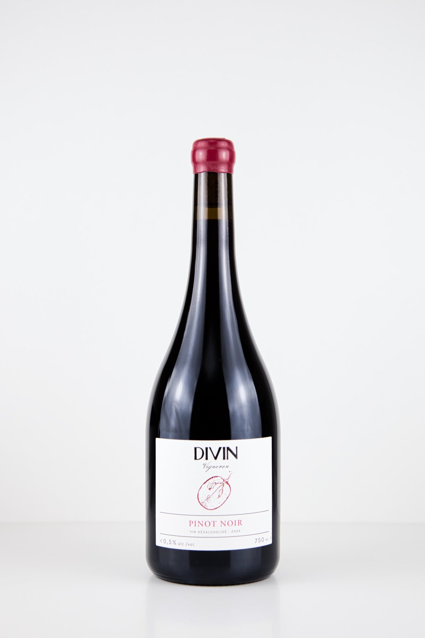 DIVIN Vigneron Pinot Noir alkoholfrei – eleganter Rotwein aus der Loire mit Aromen von Kirsche, Erdbeere, Gewürzen und feiner Eichenwürze, trocken und frisch.