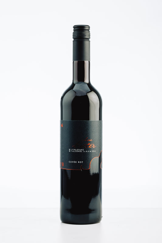 Cuvée Rot ‚ohne Kater‘ alkoholfrei – feinherber, harmonischer deutscher Rotwein für gesellige Abende, alkoholfrei.