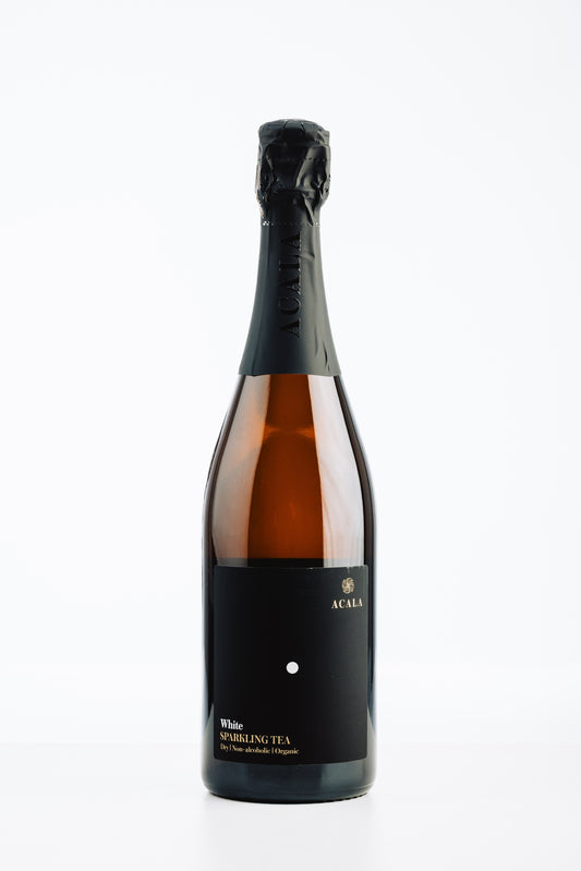 Acala Sparkling Tea White alkoholfrei – 0,75 l Flasche, schwarzes Etikett, Bio-Teesekt ohne Alkohol