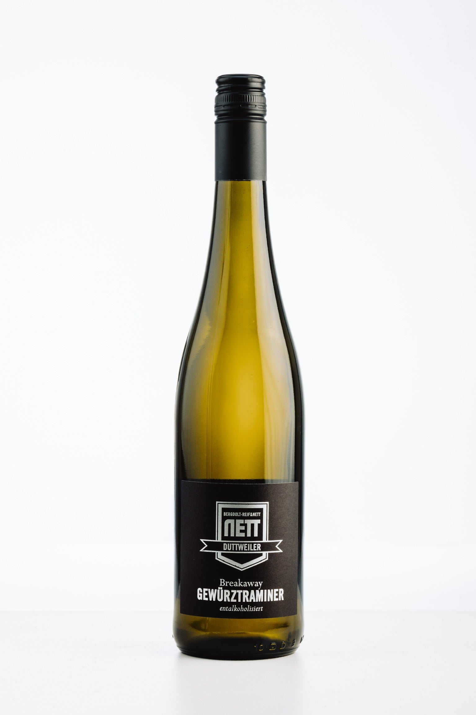 Breakaway Gewürztraminer alkoholfrei von Bergdolt-Reif & Nett – aromatischer Weißwein mit Duft von Rosenblüten, Trauben und feiner Fruchtsüße.