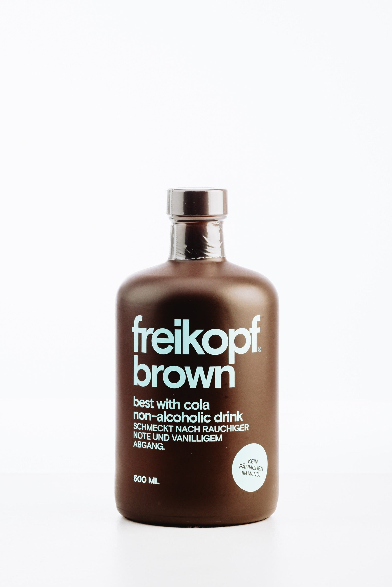 freikopf brown alkoholfreier Drink – braune 500 ml Flasche mit rauchiger Note und Vanille, perfekt zum Mixen mit Cola