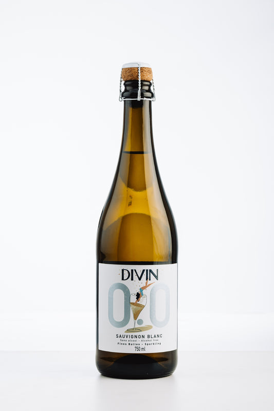 DIVIN Sparkling Sauvignon Blanc alkoholfrei – lebendiger Schaumwein aus Frankreich mit exotischer Frucht und sommerlicher Leichtigkeit.