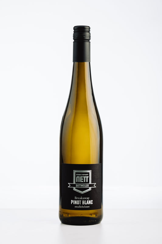 Breakaway Pinot Blanc alkoholfrei von Bergdolt-Reif & Nett – frischer Weißwein mit Zitrusaromen, Apfelnoten und ausgewogener Säure.