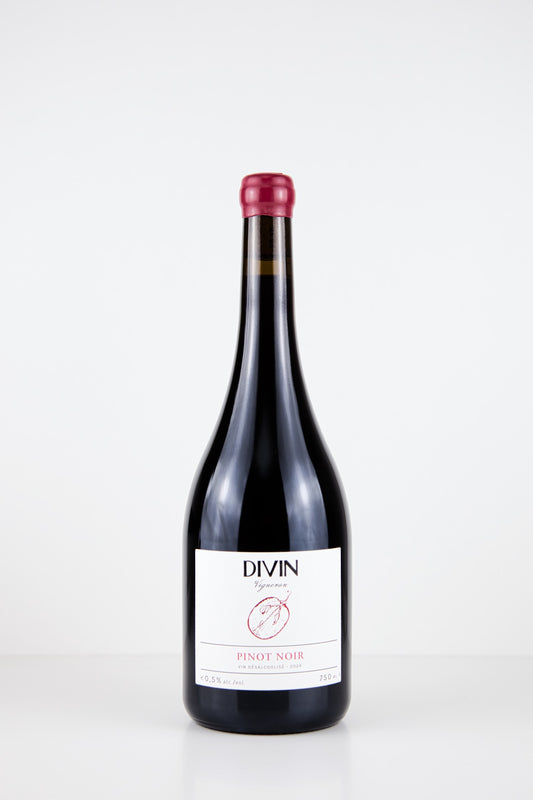DIVIN Vigneron Pinot Noir alkoholfrei – eleganter Rotwein aus der Loire mit Aromen von Kirsche, Erdbeere, Gewürzen und feiner Eichenwürze, trocken und frisch.